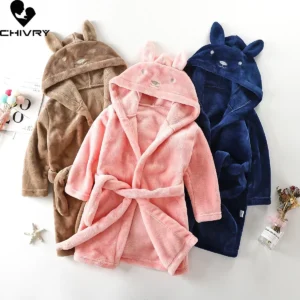 Peignoir enfant lapin à capuche flanelle hiver.